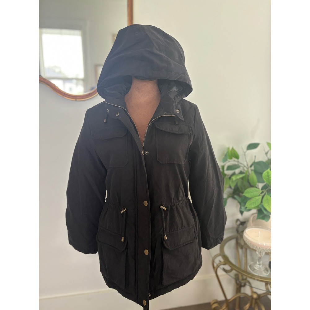 Copper Key Girls Size 16‎ Black Quilted Lined Hooded Utility Jacket XL NWT Ad Sm